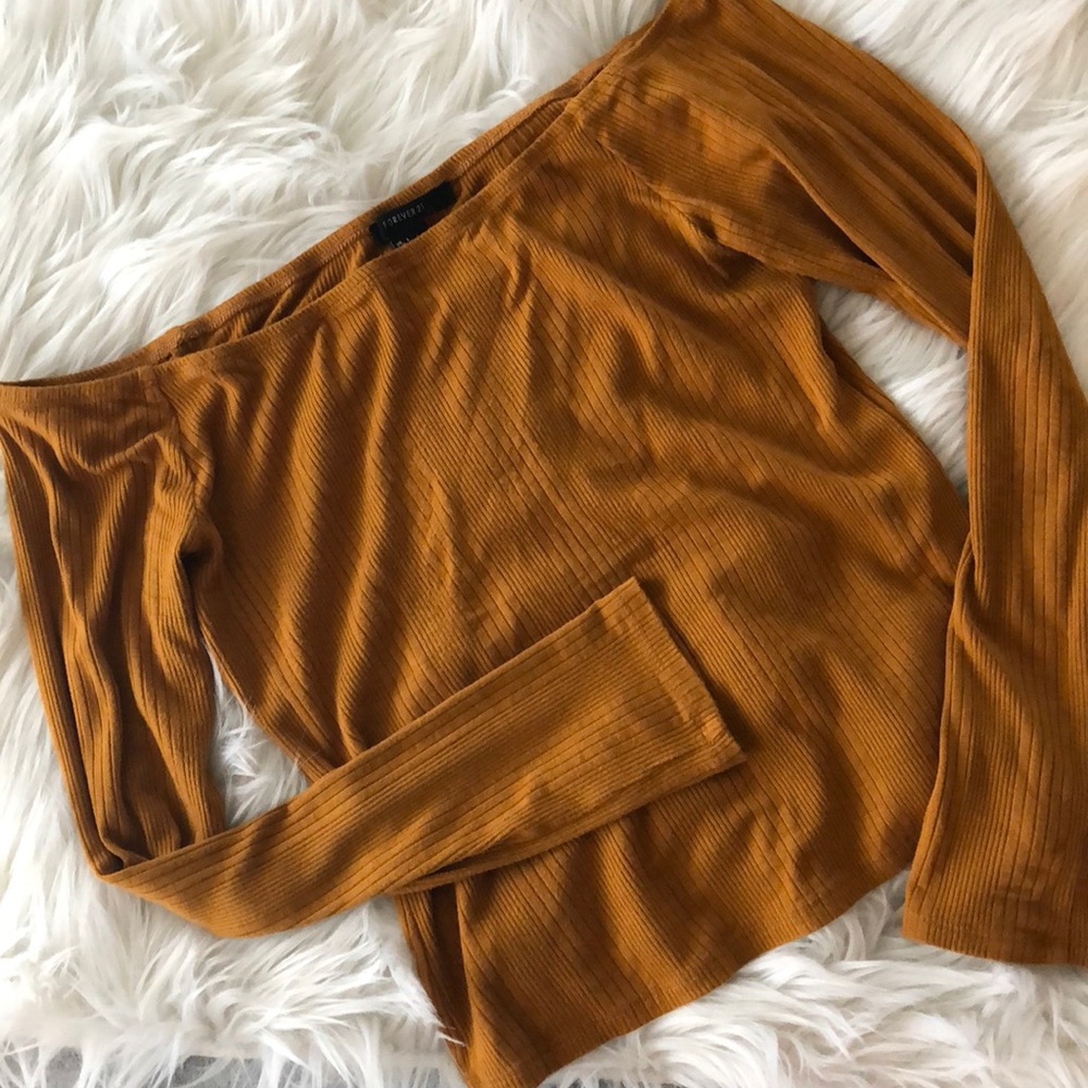 **SOLD** Off the shoulder mustard long sleeve